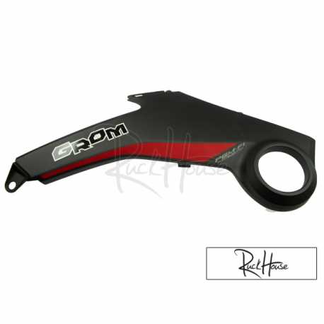 Left Lower Gas Tank Shroud Black with Red Decals (Honda Grom 2014-2016)