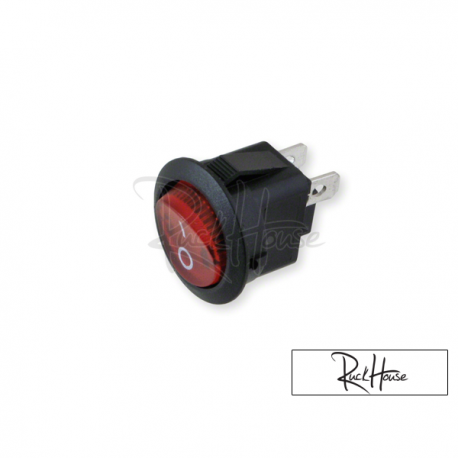 Switch round black universal with red light (20mm)
